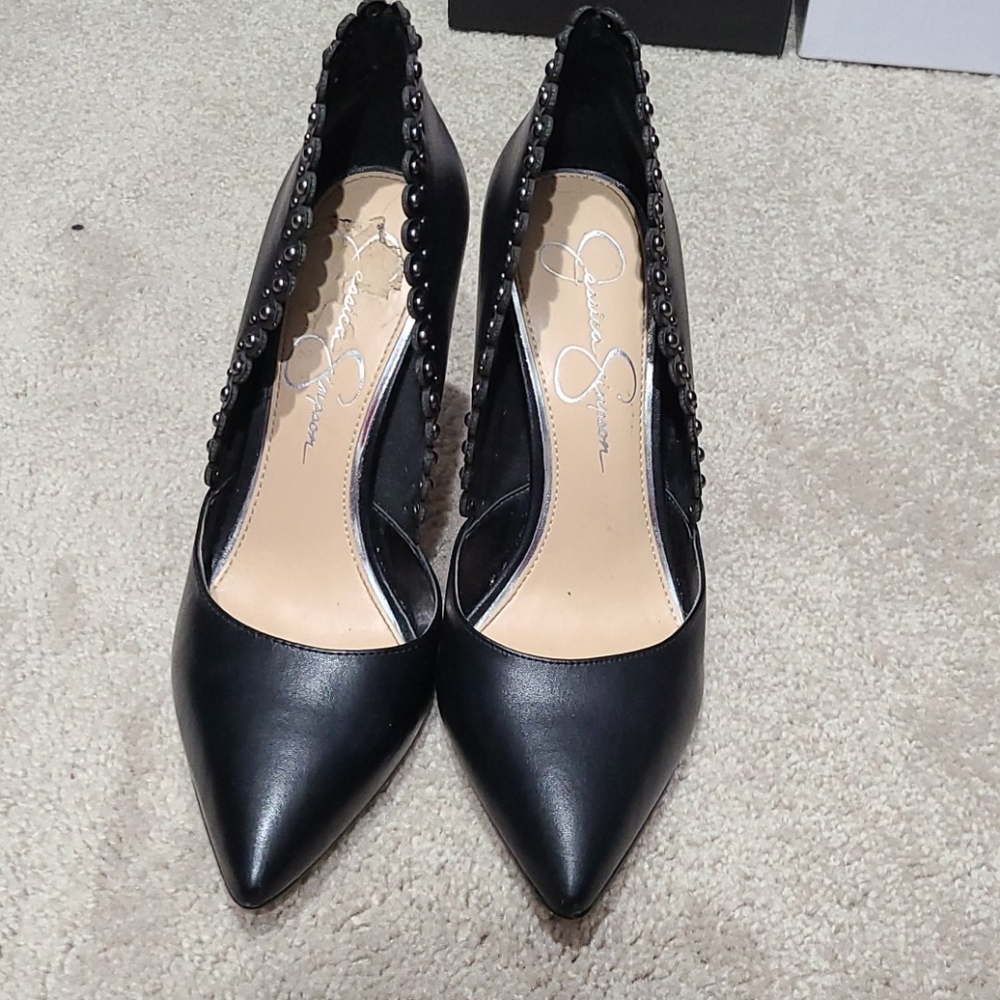 Sexy black laser cut scallops stilletos